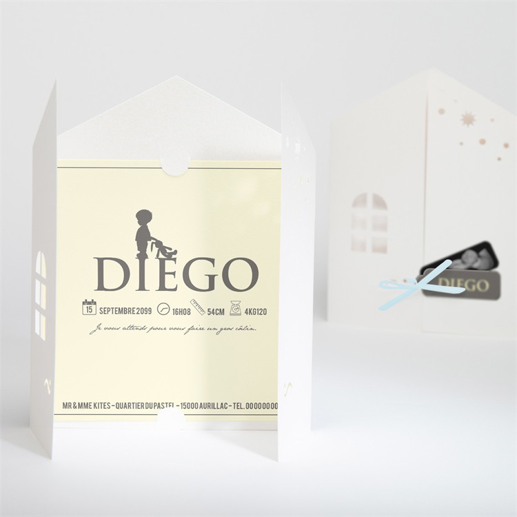 Faire-part naissance Silhouette petit garçon réf.N91037