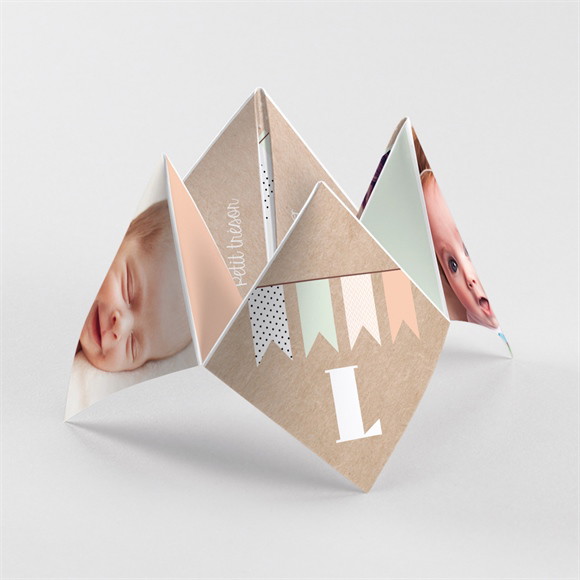 Faire-part naissance Farandoles Kraft photos réf.N33049