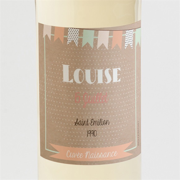Etiquette de bouteille naissance Farandoles Kraft photos réf.N3001177