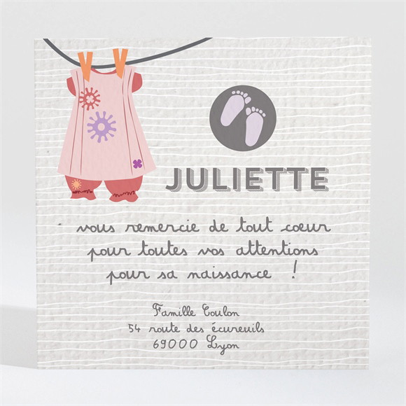Remerciement naissance original et sympa réf.N3001179