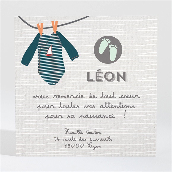 Remerciement naissance petites tenues photo vintage réf.N3001181