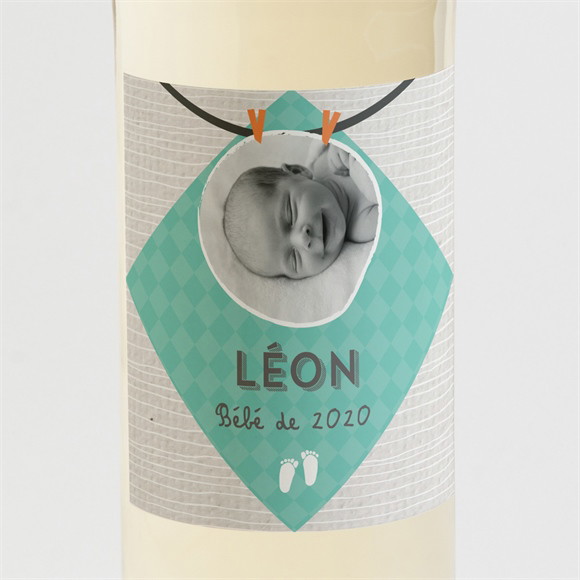 Etiquette de bouteille naissance petites tenues photo vintage réf.N3001182