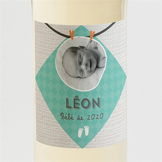 Etiquette de bouteille naissance petites tenues photo vintage
