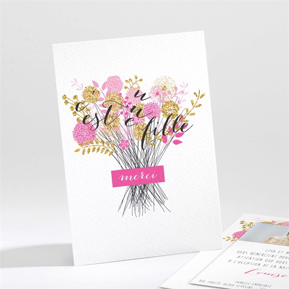 Remerciement naissance Bouquet fille vintage réf.N211116