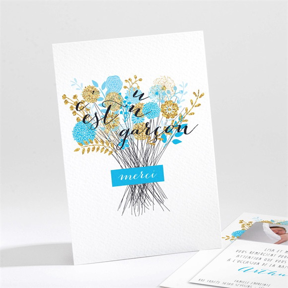 Remerciement naissance Joli Bouquet Vintage réf.N211117