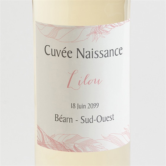 Etiquette de bouteille naissance annonce fille originale