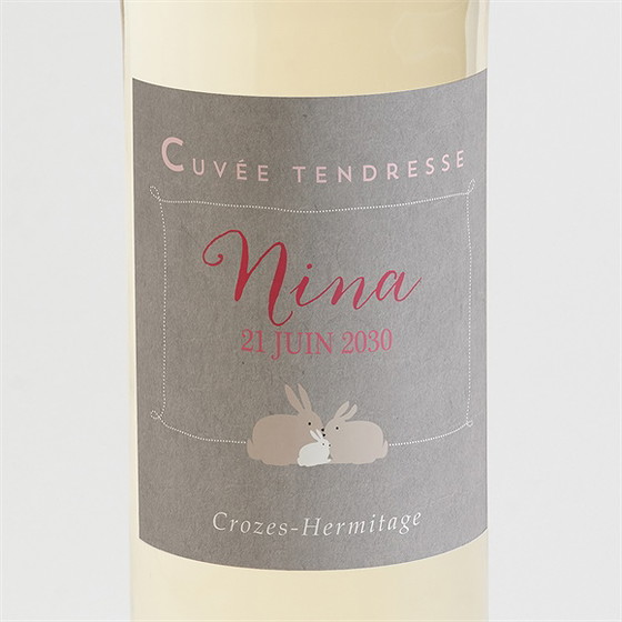 Etiquette de bouteille naissance une petite puce est née !