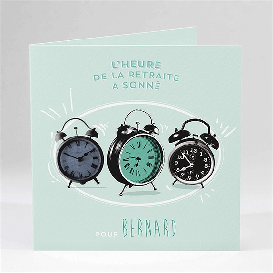 Carte invitation départ à la retraite l'heure a sonné...