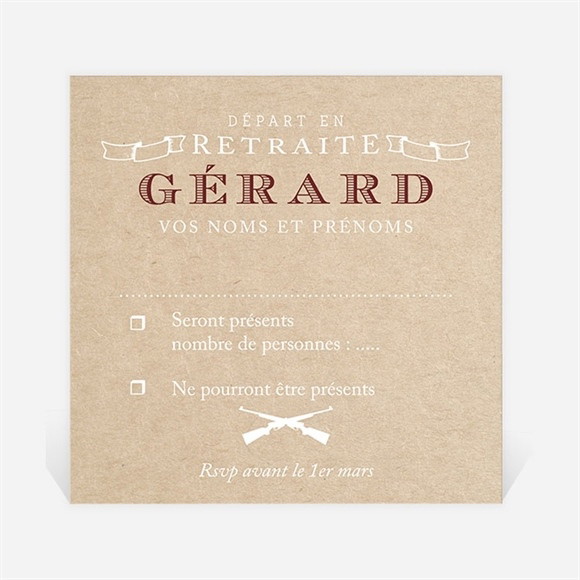 Carton réponse départ à la retraite Vive la Chasse! réf.N3001193