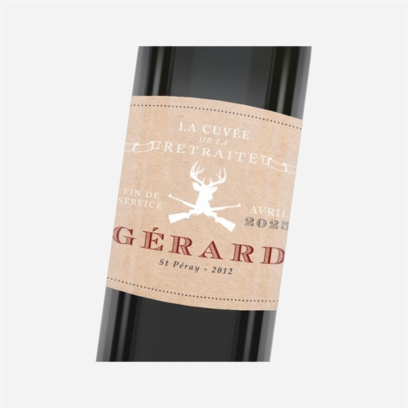 Etiquette de bouteille départ retraite Vive la Chasse! réf.N3001194
