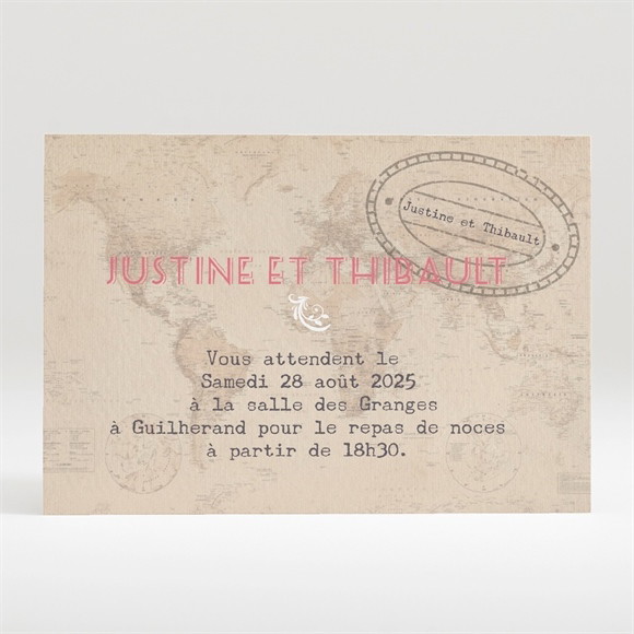 Carton d'invitation mariage Joli Passeport réf.N120318