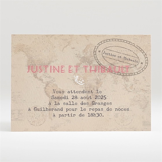 Carton d'invitation mariage joli passeport