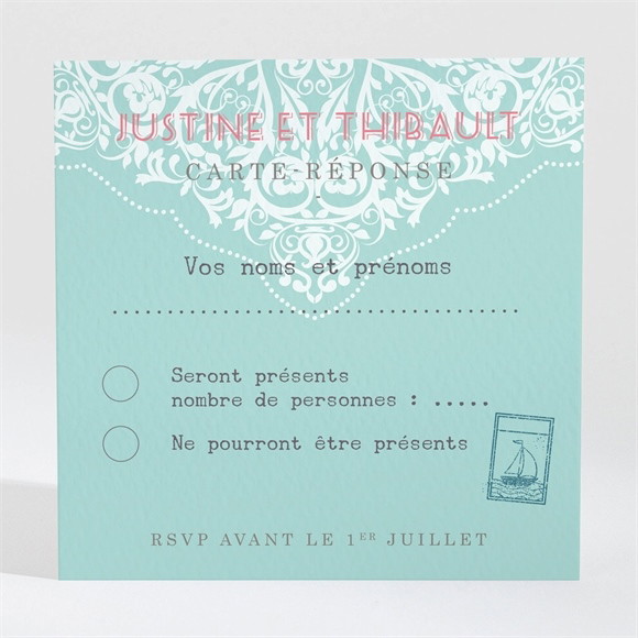 Carton réponse mariage Joli Passeport réf.N300867