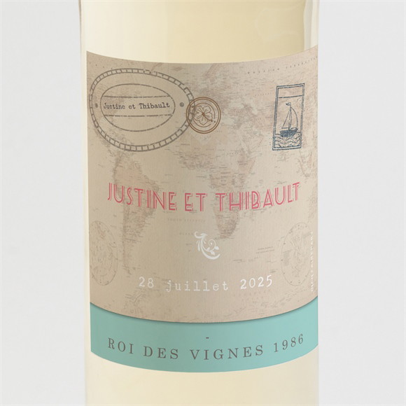 Etiquette de bouteille mariage Joli Passeport réf.N3001054