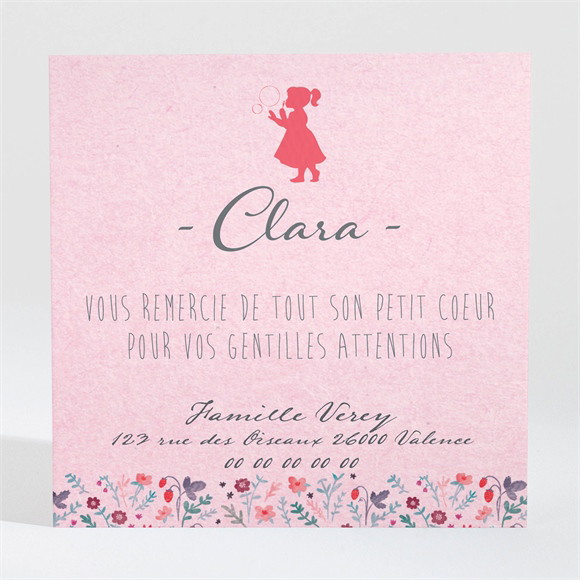 Remerciement naissance Elégante fille réf.N3001199