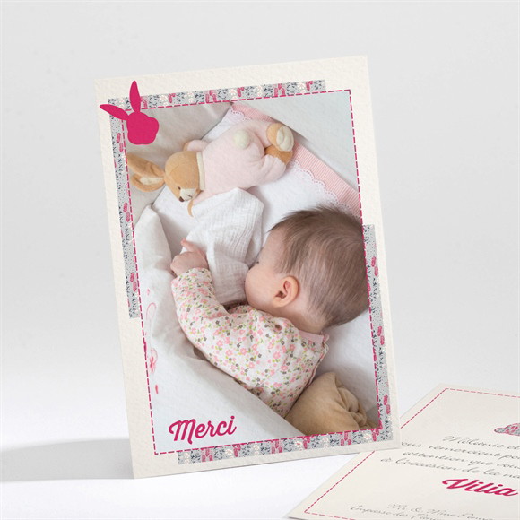 Remerciement naissance Joli lapin avec photo réf.N211119