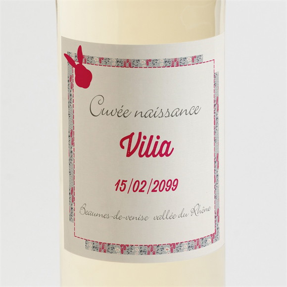 Etiquette de bouteille naissance Joli lapin avec photo réf.N3001200