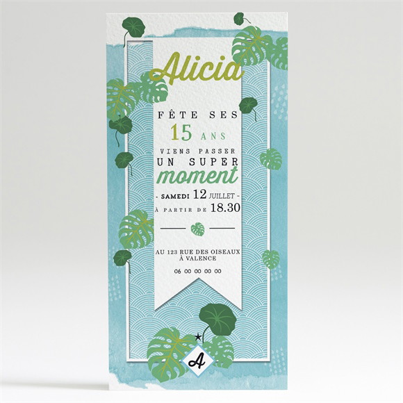 Invitation anniversaire Tropical et aquatique réf.N22020