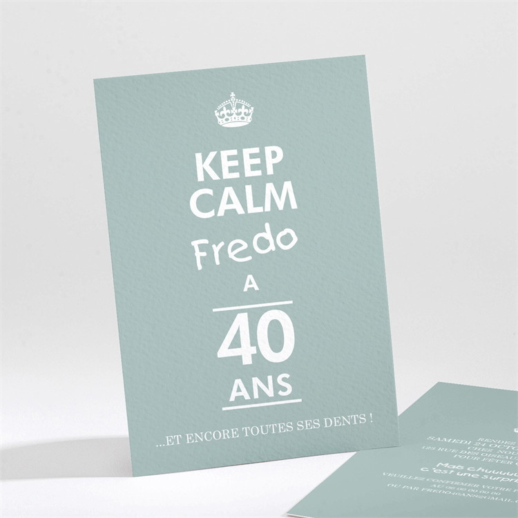 Invitation anniversaire Keep Calm 40 ans réf.N211123
