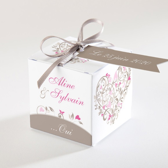 Boîte de dragées mariage Coeur arabesque réf.N34009