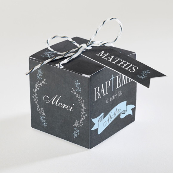 Boîte de dragées baptême Maison en ardoise! réf.N34025