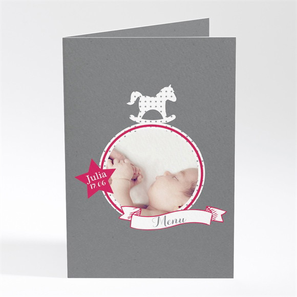 Menu baptême Joli cheval à bascule réf.N401731