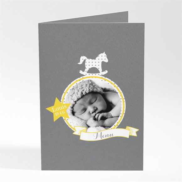 Menu baptême Cheval à bascule ardoise réf.N401732