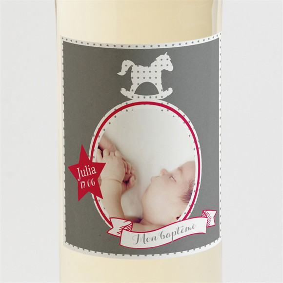Etiquette de bouteille baptême Joli cheval à bascule réf.N3001204