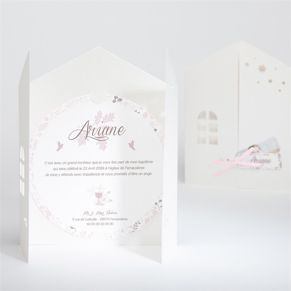 Faire-part de baptême Liberty pastel clair réf.N90018