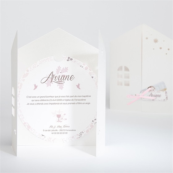 Faire-part de baptême liberty pastel clair