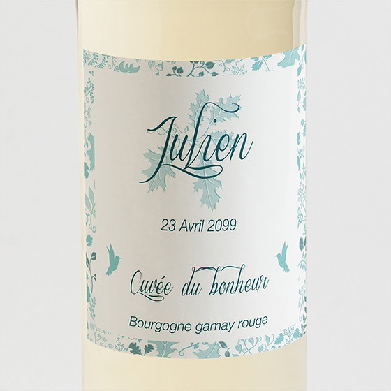 Etiquette de bouteille baptême liberty en rond