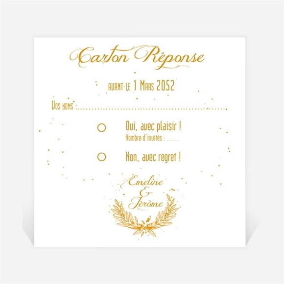 Carton réponse mariage Photo classique réf.N3001209