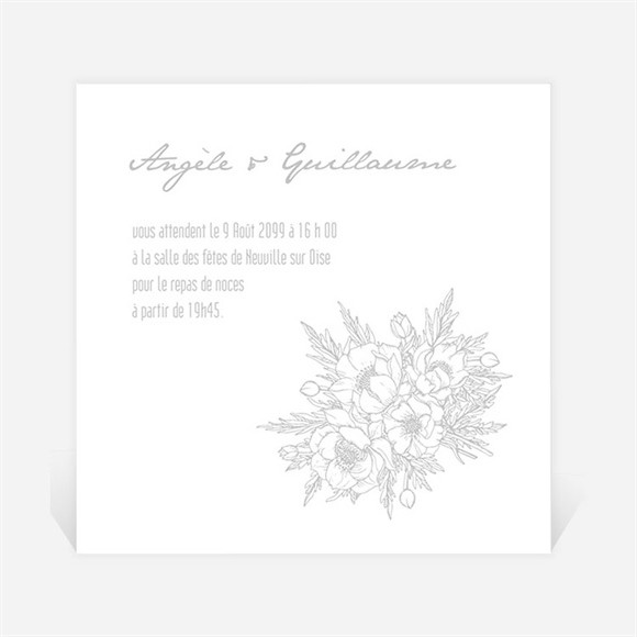 Carton d'invitation mariage Gravure florale sur photo réf.N3001211