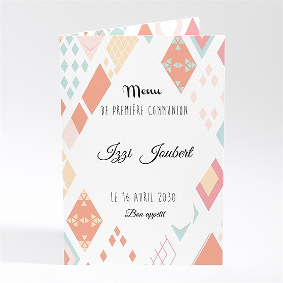 Menu communion damier losanges