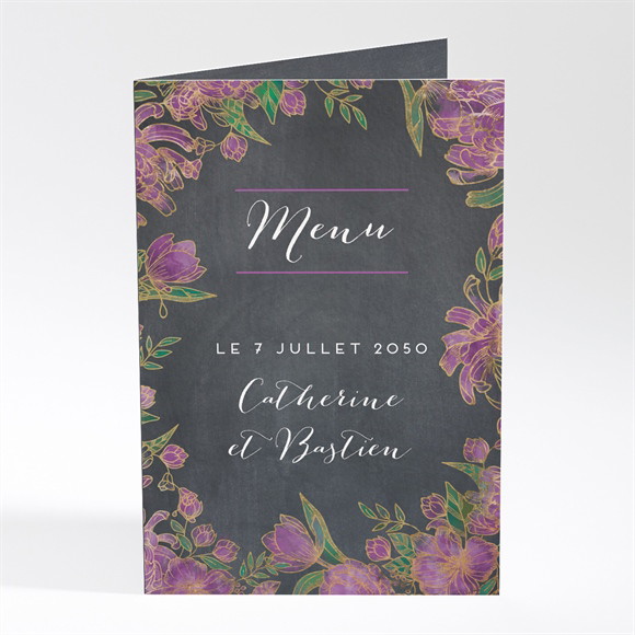 Menu mariage Ardoise fleurie réf.N401743