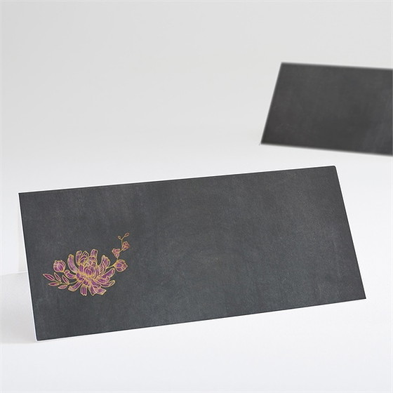 Marque-place mariage ardoise fleurie