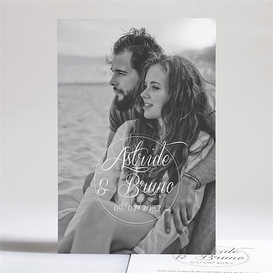 Faire-part mariage inscription sur photo