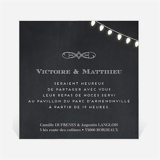 Carton d'invitation mariage tendance ardoise