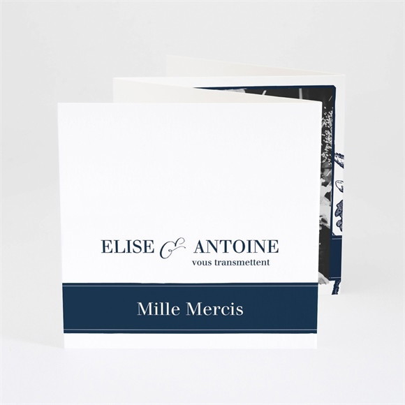 Remerciement mariage Gravure bleu foncé réf.N83039