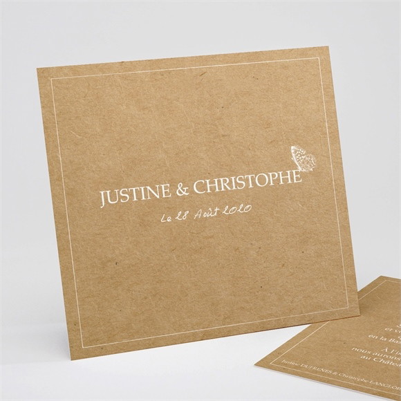 Faire-part mariage Un Papillon sur le Kraft réf.N311185