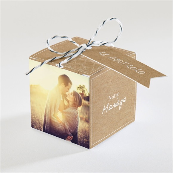 Boîte de dragées mariage Un Papillon sur le Kraft réf.N34051