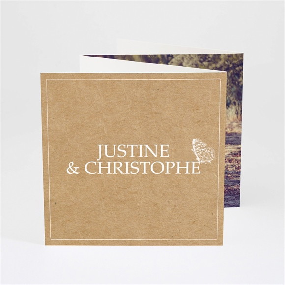 Remerciement mariage Un Papillon sur le Kraft réf.N83040