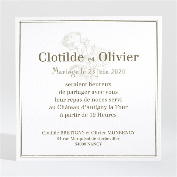 Carton d'invitation mariage Carde Traditionnel réf.N3001237
