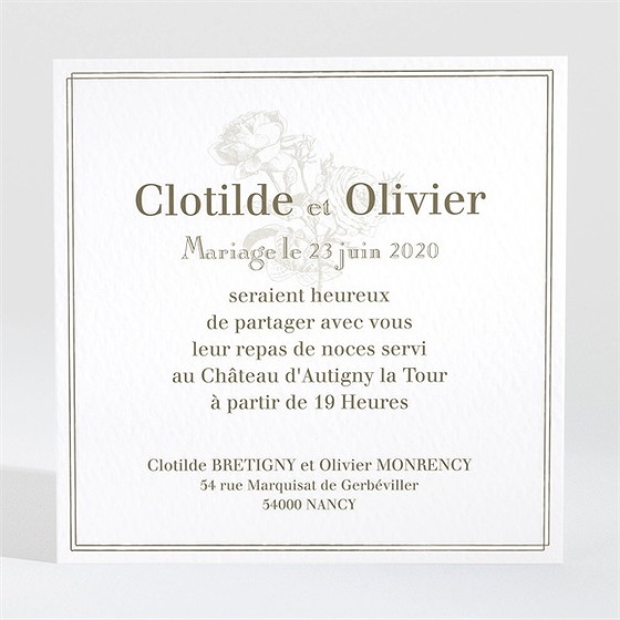 Carton d'invitation mariage carde traditionnel