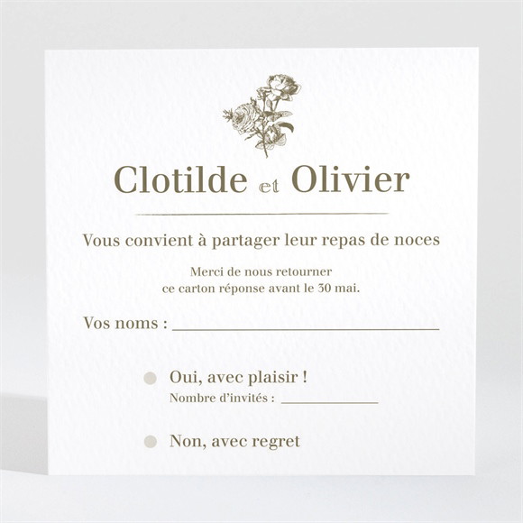 Carton réponse mariage Carde Traditionnel réf.N3001238