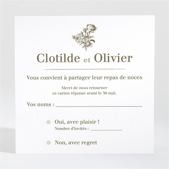 Carton réponse mariage carde traditionnel