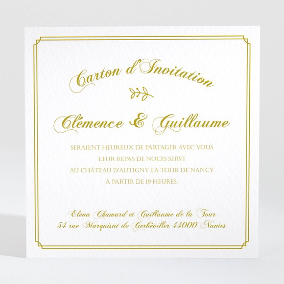 Carton d'invitation mariage Classique réf.N3001243