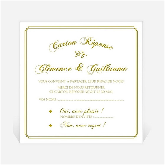 Carton réponse mariage classique
