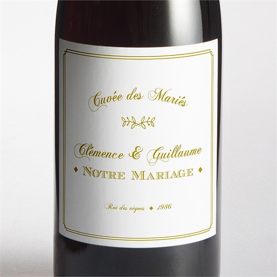 Etiquette de bouteille mariage classique