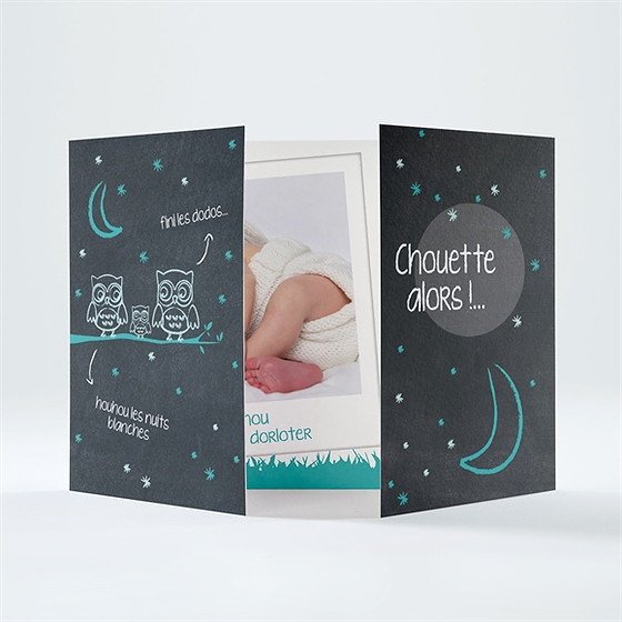 Faire-part naissance chouette alors